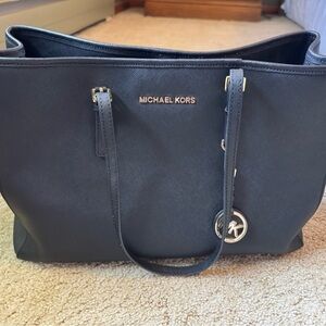 Michael Kors Black  Saffiano Tote with Gold Hardware